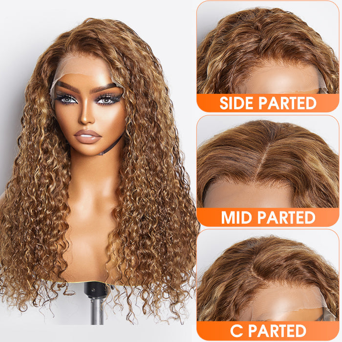BraidsQueen 22-24 Inch Pre-Plucked 13"x4" Lace Front Water Wavy Wig Free Part 150% Density-100% Human Hair