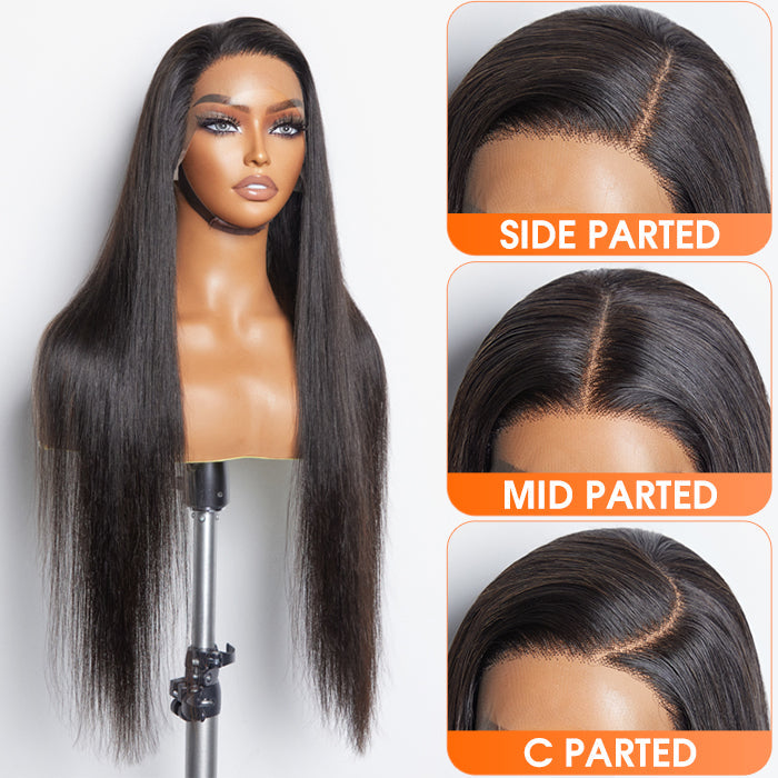 BraidsQueen 13x6 Glueless 3D Cap Pre-bleached Straight Transparent Lace Front Wig 150% Density