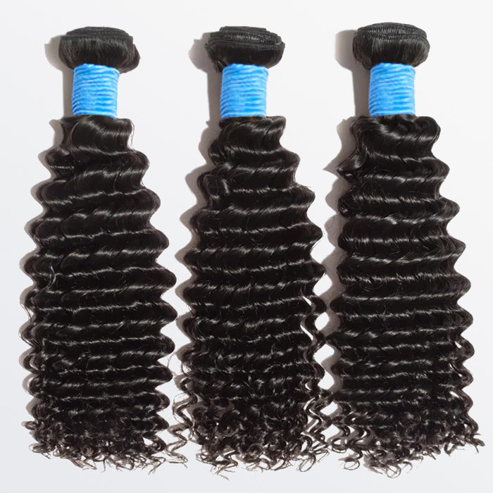 BraidsQueen 10-30 Inch Deep Curly Virgin Brazilian Hair #1B Natural Black