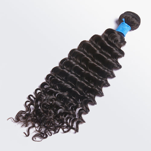 BraidsQueen 10-30 Inch Deep Wavy Virgin Brazilian Hair #1B Natural Black