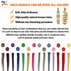 BraidsQueen 12-30 Inch 12A #613 Lightest Blonde Straight Colored Remy Hair