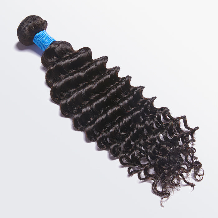 BraidsQueen 10-30 Inch Deep Wavy Virgin Brazilian Hair #1B Natural Black