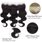 BraidsQueen 14-20 Inch 13" x 4" HD Straight Free Parted Frontal #1B Natural Black