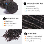 BraidsQueen 10-30 Inch Deep Wavy Virgin Brazilian Hair #1B Natural Black