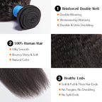 BraidsQueen 10-30 Inch Kinky Straight Virgin Brazilian Hair #1B Natural Black