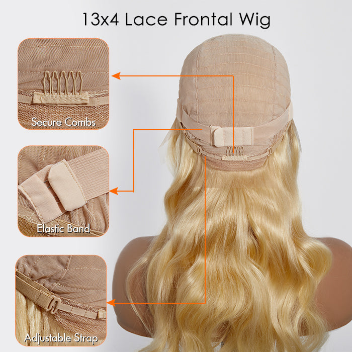 BraidsQueen 16-30 Inch Pre-Plucked 13"x4" #613 Body Wavy Lace Frontal Wigs 150% Density-100% Human Hair