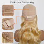 BraidsQueen 16-30 Inch Pre-Plucked 13"x4" #613 Body Wavy Lace Frontal Wigs 150% Density-100% Human Hair