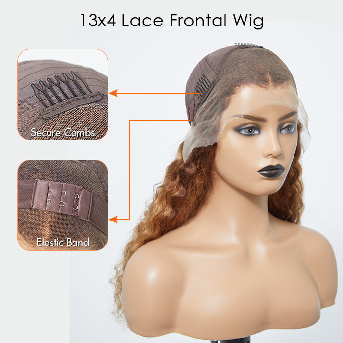 BraidsQueen 22-24 Inch Pre-Plucked 13"x4" Lace Front Water Wavy Wig Free Part 150% Density-100% Human Hair