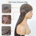 BraidsQueen 5x5 HD Glueless Lace Closure Wig Straight 180% Density